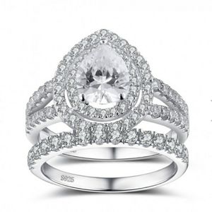 Lajerrio Pear cut 2.66ct White Sapphire bridal set